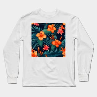 Tropical Flowers Pattern 4 Long Sleeve T-Shirt